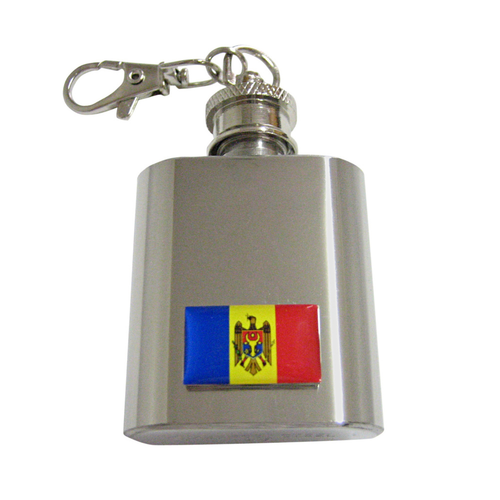 Moldova Country Flag Keychain Flask - image 1